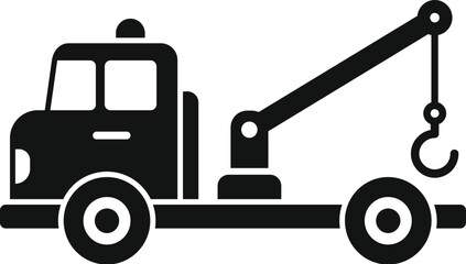 Sticker - Simple black and white vector icon of a tow truck ready to assist stranded motorists