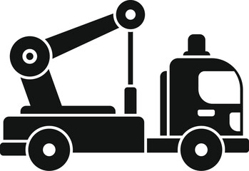 Poster - simple vector icon of a truck with a crane mounted on the back used for lifting objects