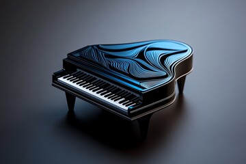 Poster - Minimalist grand piano icon, with a simple, elegant shape representing the classic curves and keys of the instrument in a sleek, abstract form