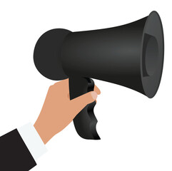 Hand hold megaphone. vector illustration