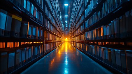 Leinwandbilder - Individuals with document holograms in information system archiving important documents in online databases to be accessed at any time document database management Storing document fil : Generative AI