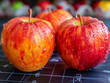 © Hype2Art - Fresh red apples with water droplets close-up, organic and ripe fruit, healthy and juicy produce