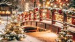 © Владлена Демидова - Illuminated Bridge Serene Christmas Scene Against Snowy Winter Landscape.