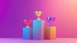© Sasa Visual - A three-level podium showcases three colorful trophies set against a gradient background