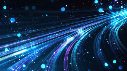 Leinwandbilder - Blurry blue and purple lights in abstract background, evoking high-speed data transfer, internet, or technology