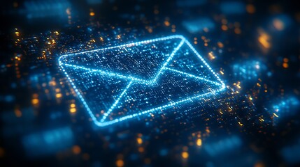 Aufkleber - Envelope and email symbol on a blue background Concept email address Internet technologies and contacts for communication Communication over the network business and correspondence : Generative AI