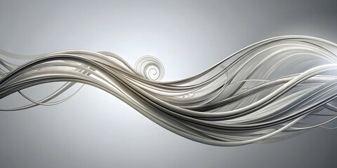 Poster - Silver Stream Abstract: Elegant, flowing silver ribbons create a dynamic, abstract design. Perfect for modern and technological themes.
