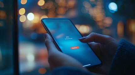 Fototapete - cyber security and Security password login online concept  Hands typing and entering username and password of social media log in with smartphone to an online bank account data protect : Generative AI