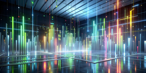 Poster - Neon Cityscape: Abstract Digital Metropolis