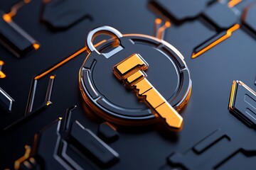 Aufkleber - Simple encrypted key icon placed within clean shapes, representing a secure digital transaction