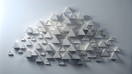 Poster - abstract triangles: a minimalist and modern design featuring a cloud-like formation of white triangl