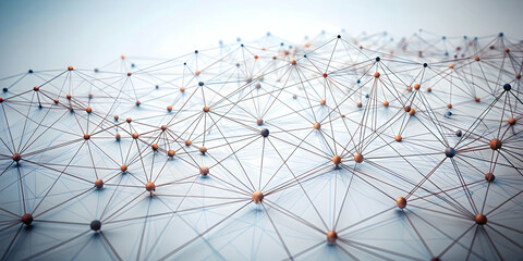 Poster - Connected World: A mesmerizing abstract network of interconnected spheres, symbolizing the intricate web of relationships, communication, and global connectivity in the digital age.  