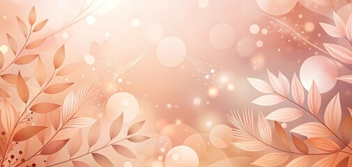 Wall Mural - Peachy Keen: Soft, dreamy background with delicate peach-colored leaves and bokeh lights. Perfect for feminine branding, wellness products, or romantic themes.