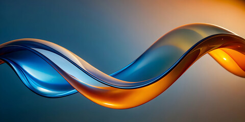 Poster - Abstract Flow: Blue and Orange Wave Design 