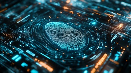 Leinwandbilder - biometric fingerprint scan provides security Cyber protection Internet technology Data Security : Generative AI
