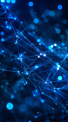 Aufkleber - Abstract network of lines and dots on deep blue background representing technology and connectivity, embodying the digital era