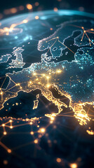 Aufkleber - Connecting europe with data points: the global communications network embodying the intersection of business and technology