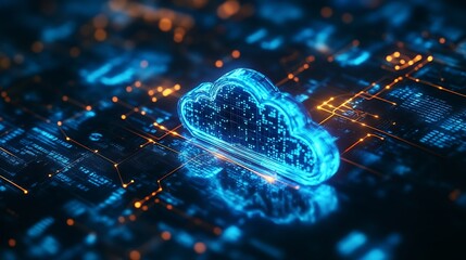 Leinwandbilder - Cyber security on cloud technology Data storage and Exchange business information with internet cloud technology Block chain File transfer Protocol File sharing on cyber global network : Generative AI