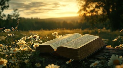 Wall Mural - The bible in a beautiful setting