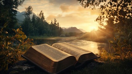 Wall Mural - The bible in a beautiful setting