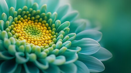 Poster - Bluegreen chrysanthemum flower closeup Macro shot Summer and spring multicolor floral background : Generative AI