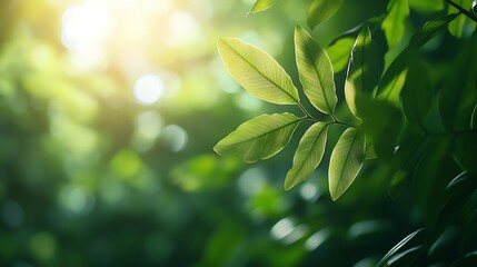 Poster - green forest background in a sunny day : Generative AI