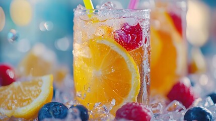 Poster - Soft drinks and fruit juice mixed with soda high in sugar have a negative effect on physical health : Generative AI