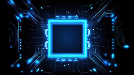 Poster - Abstract Blue Glowing Circuit Board