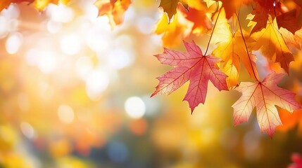 Poster - Vibrant Autumn Leaves with Soft Bokeh Background