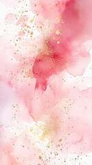 Poster - Modern abstract design: gold splashes adorn a pink watercolor background