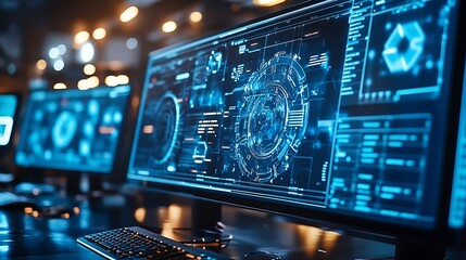 Poster - Cyber security and data protection Business using computer and  tablet protecting business and financial data with virtual from cyber attack cybersecurity technology in  office : Generative AI