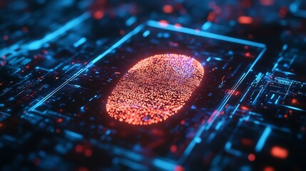 Aufkleber - Fingerprint scan provides security access with biometrics identificationFuturistic Technology in smart business high efficiency using ai artificial intelligenceRPA5gbig dataiotvrmixed  : Generative AI
