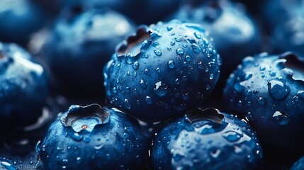 Poster - Fresh blueberry background texture blueberry berries close up macro shot : Generative AI