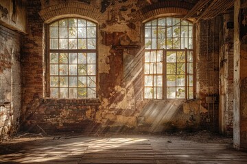 Cozy room with two big windows and wooden floor, perfect for relaxing or working