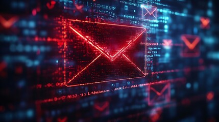 Leinwandbilder - Email security concept Security protection Email from spam virus and phishing Email fraud Scam mail virus alert hacker Check email notification junk and trash mail and compromised info : Generative AI