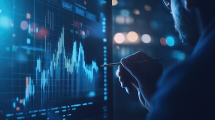 Poster - Man Analyzing Stock Market Data