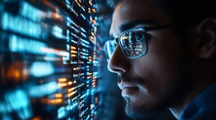 Leinwandbilder - Cyber security network privacy data protection concept Computer programmer team with network security system software development data encryption innovation cybersecurity technology ba : Generative AI