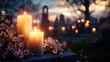 © Sasa Visual - A serene cemetery decorated with flowers and glowing candles for All Souls' Day