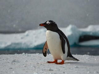 Wall Mural - Gentoo Penguin in Snowy Antarctica