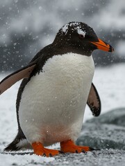 Wall Mural - Gentoo Penguin in Snowy Antarctica