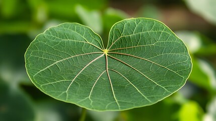 Aufkleber - Coccoloba pubescens green leaf with red veins texture close up Nature vegetation background with  largeleaf or mountaingrape or  Eves umbrella plant Green grandleaf seagrape plant : Generative AI