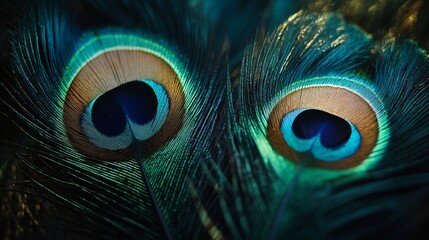 Poster - closeup peacock feathers : Generative AI