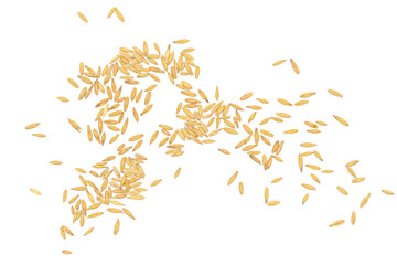 Wall Mural - Unpeeled oats grains isolated on white, top view