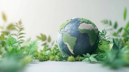 Save our planet Earth day 3d concept background Ecology concept Design with 3d globe map drawing and leaves isolated on white background : Generative AI