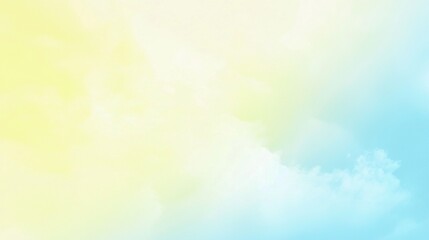 Poster - Pastel sky with fluffy clouds, blending in a dreamy gradient of blue, yellow, and pink, ideal for magical designs. Joyful and serene, perfect for summer projects