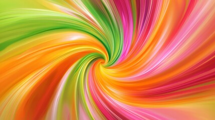 Poster - Bright green, orange and pink colors mixing and swirling together, creating a dynamic and energetic abstract background