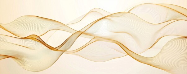 Poster - abstract golden lines are flowing on a light background, creating a sense of elegance and sophistica