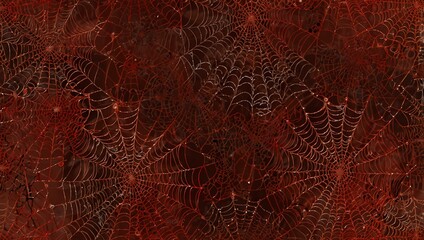 Illustration of red spider webs or cobwebs.