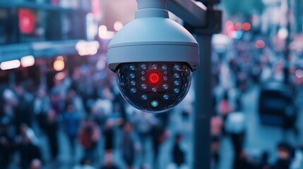 Aufkleber - Face recognition and personal identification technologies in street surveillance cameras law enforcement control crowd of passersby with graphic elements Privacy and personal data prot : Generative AI