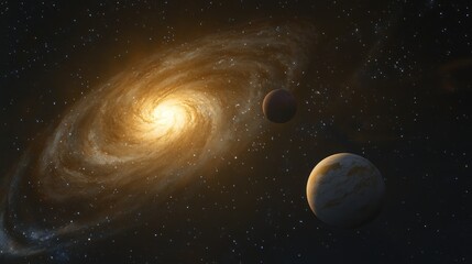 Spiral Galaxy and Planets